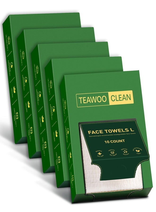 تيوو مناديل وجه TEAWOO للاستخدام مرة واحدة، مصنوعة من ألياف الفسكوز بنسبة 100%، مناديل وجه مزدوجة الجوانب، ناعمة وسميكة وخالية من الوبر لإزالة المكياج، مناسبة للبشرة الحساسة، عبوة سفر تحتوي على 50 منديلًا - Image 1